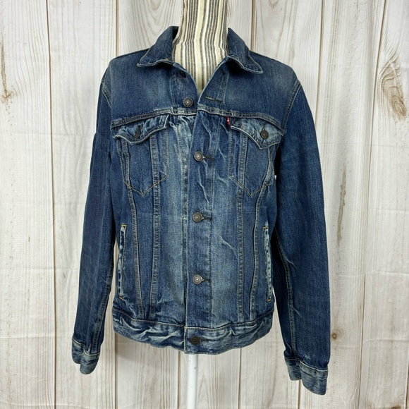 Levi's Jackets & Blazers - Levi’s Denim Jacket Western Distressed Unisex Trucker Jacket Blue Size Medium